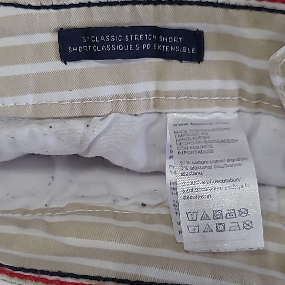 Tommy Hilfiger Khaki & White Striped Classic Stretch Shorts size 6 - Picture 6 of 9
